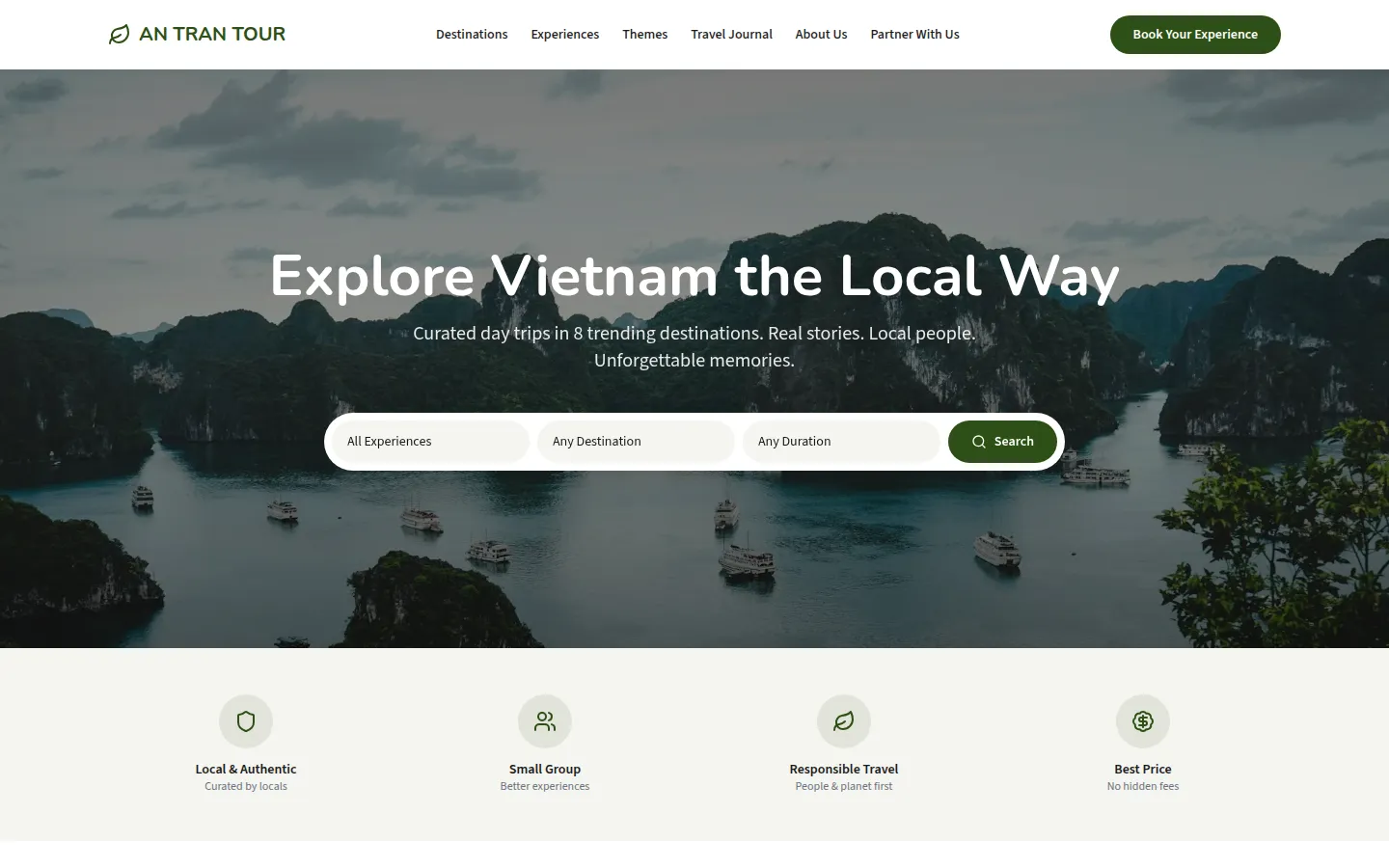 Tour Booking Website on desktop