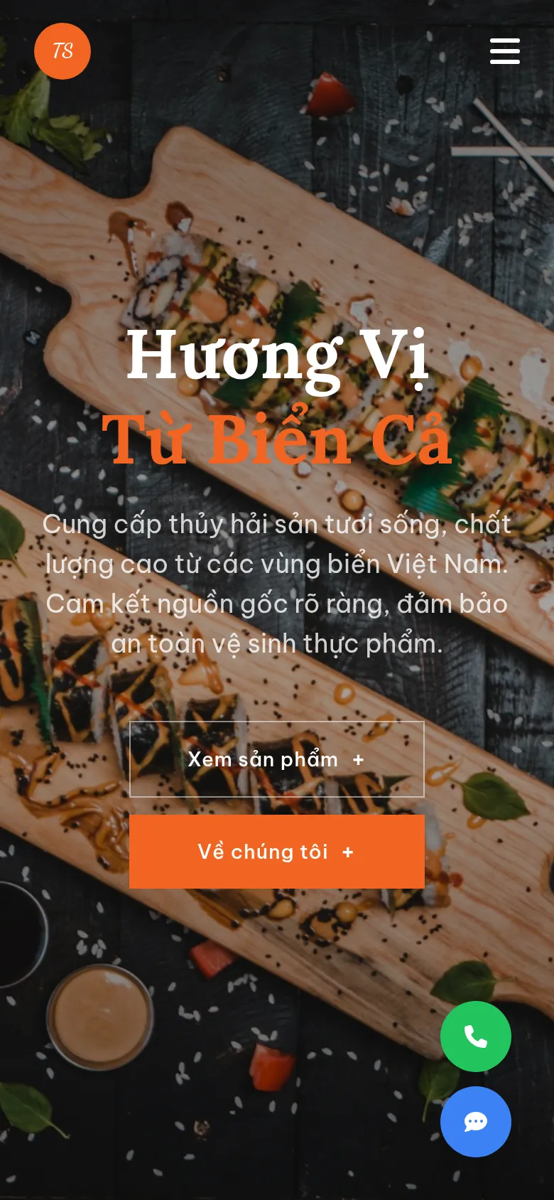 Food Producer Website on mobile